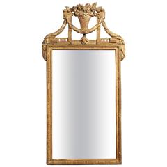 French Louis XVI Narrow Giltwood Mirror with Urn, circa 1790