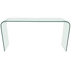 Midcentury Glass Waterfall Console in the Style of Pace