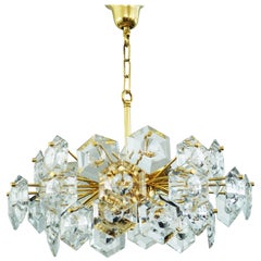 Kinkeldey Goldplate Hexagon Crystal Rocks Chandelier