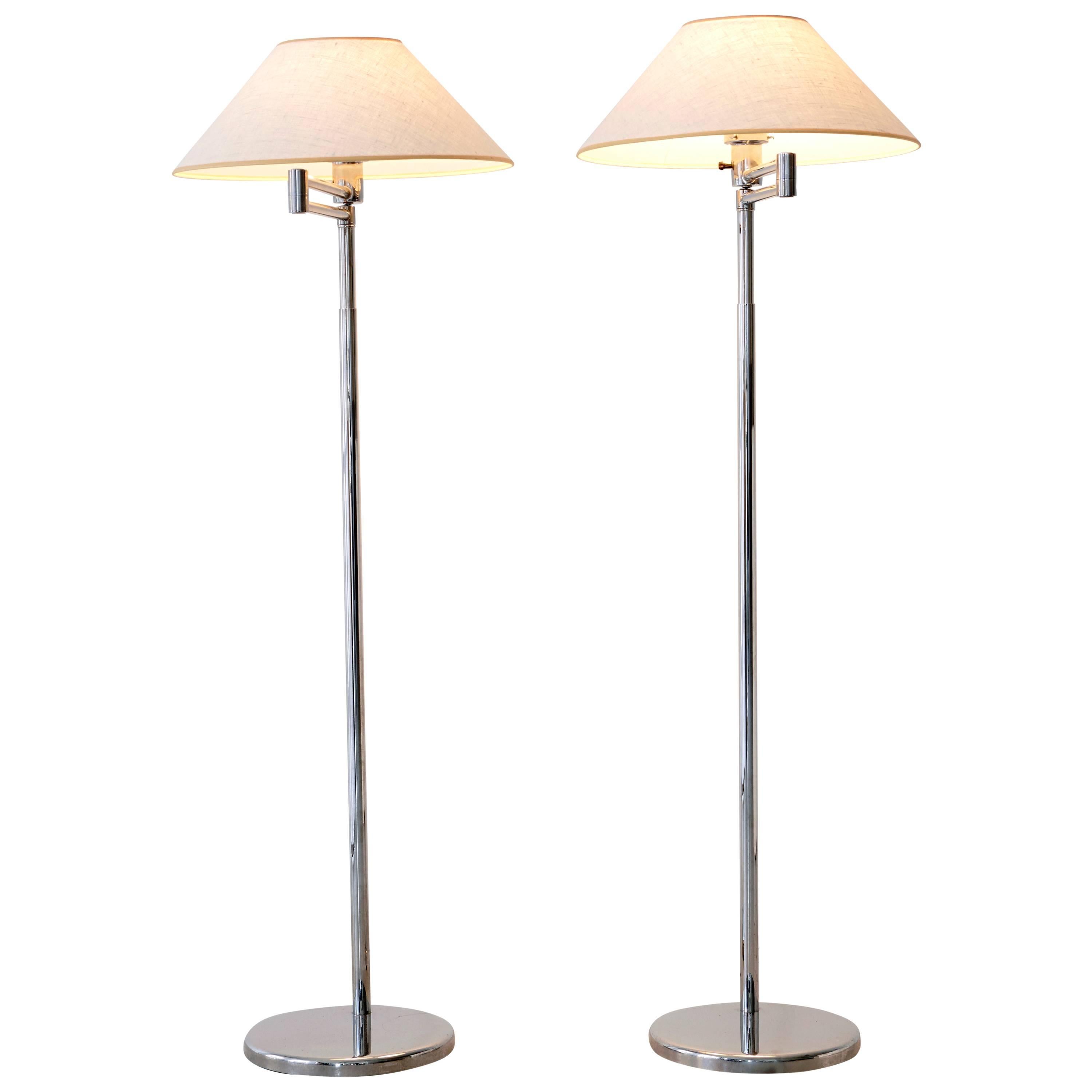 Pair of Adjustable Walter Von Nessen Swing Arm Lamps
