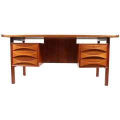 Free Standing Teak Desk, 1960s 1