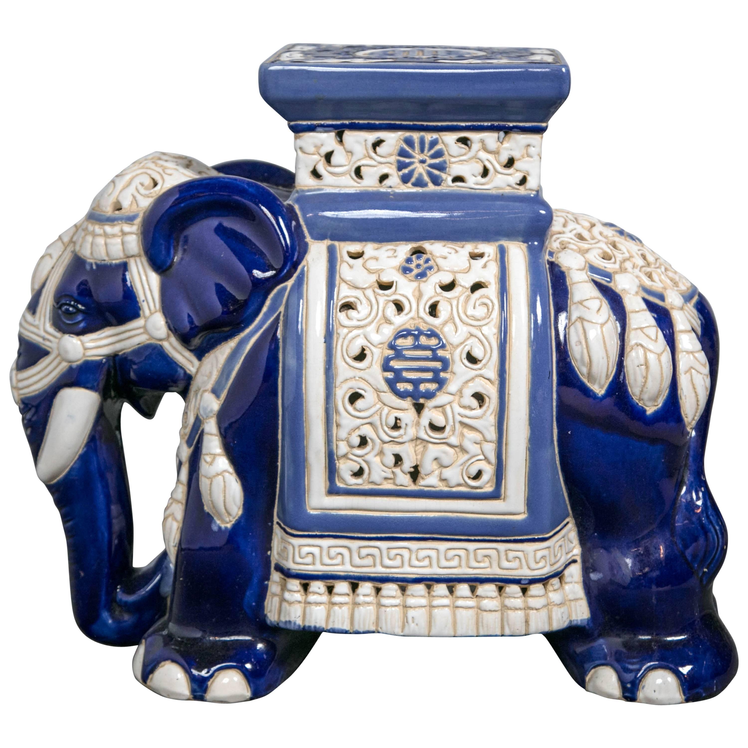 Ceramic Elephant Garden Seat, circa 1950s