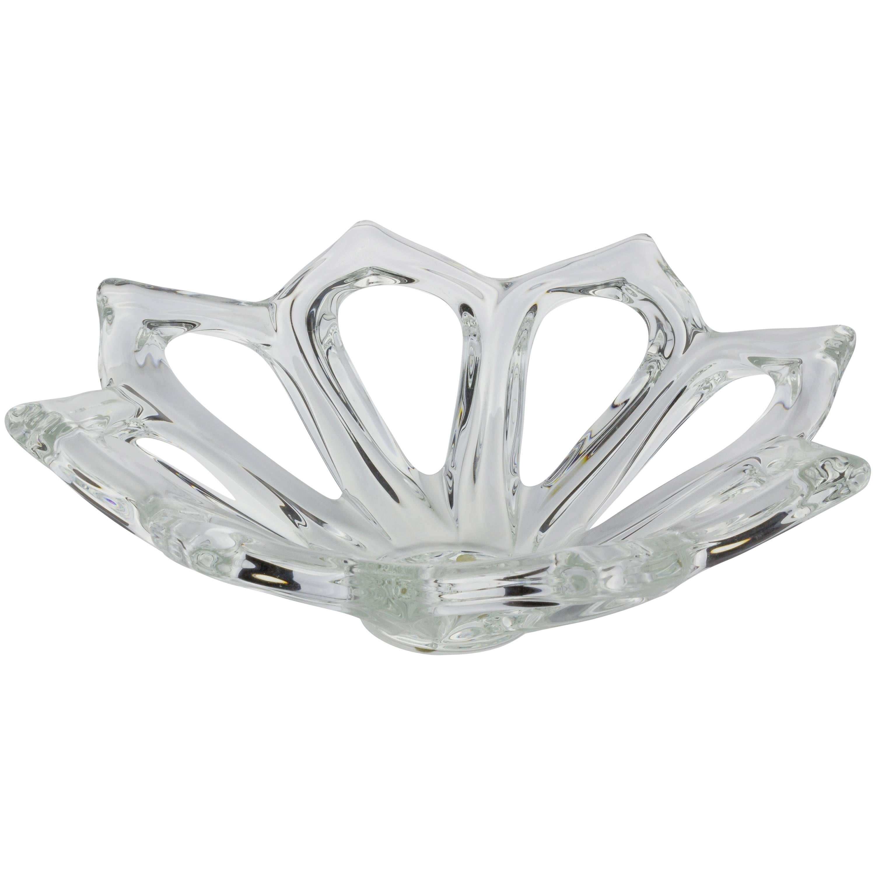 French Crystal Bowl with Open Petal Design