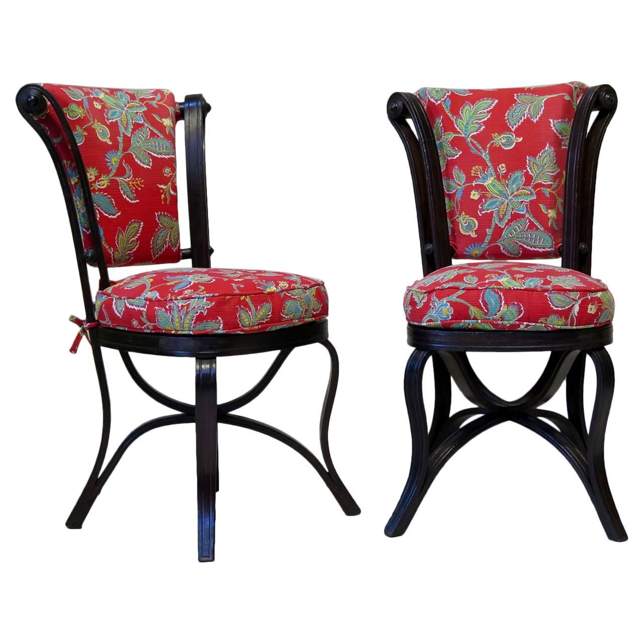Rare Pair of 19th Century Ebonized Bentwood Chairs For Sale