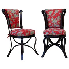 Antique Rare Pair of 19th Century Ebonized Bentwood Chairs