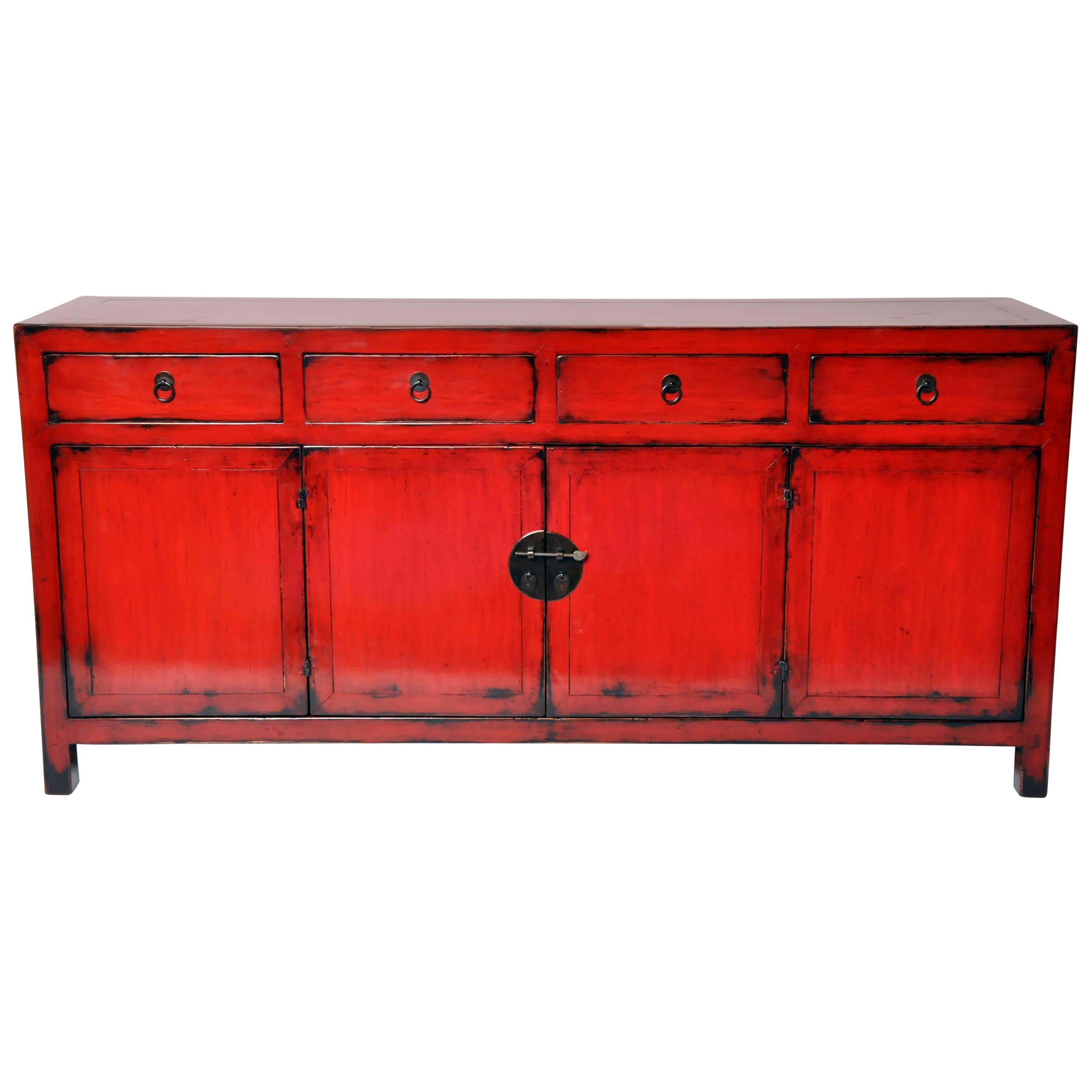 Chinese Oxblood Lacquer Console