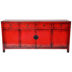 Chinese Oxblood Lacquer Console