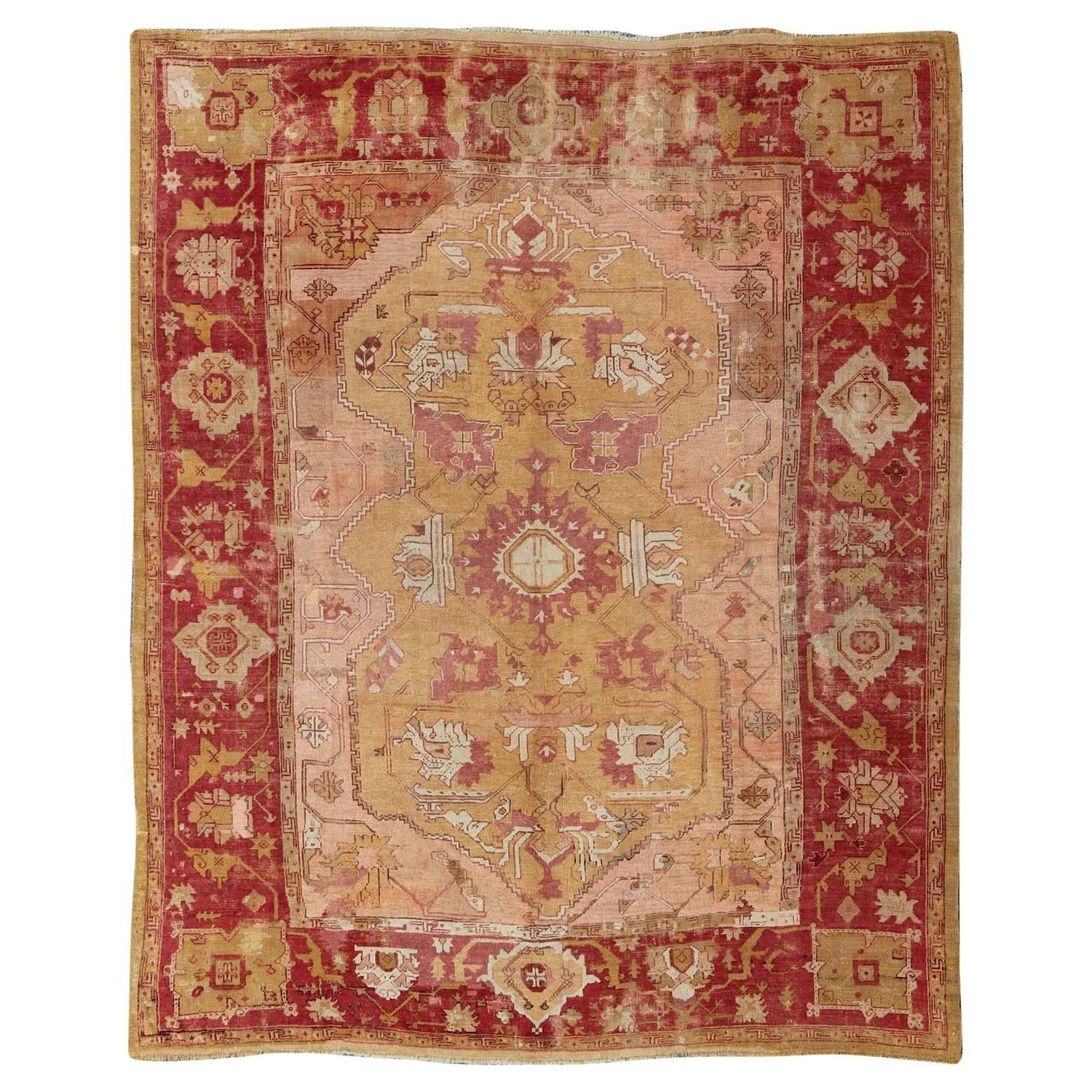 shabby chic turkish oushak carpet at 1stdibs shabby chic turkish oushak carpet at 1stdibs