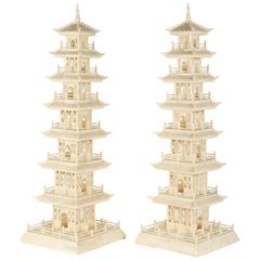 Pair of Bone Pagodas