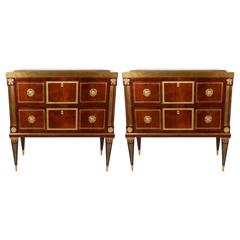 Antique Pair of 19th Century Russian Empire Mahogany Ormolu-Mounted Commodes or Cabinets