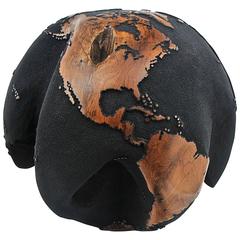 Solid Teak Globe Hand-Carved Black "Pirate Bay" 361 / 2015