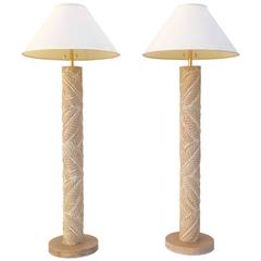 Pair of Carved Wood Floor Lamps 5