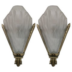 Coppia di applique francesi Art Déco firmate da Degue