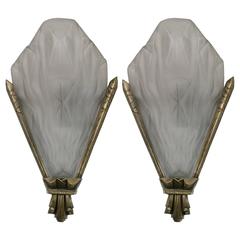 French Art Deco Wall Sconces Signed by Degue 7