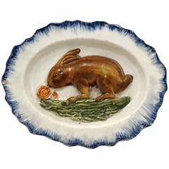 English pottery nursery plate with figure of a rabbit early 19th century