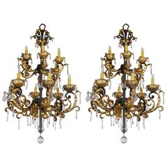 Pair of Baroque Style Hollywood Regency Chandeliers 5