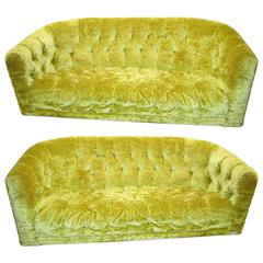 Swanky Pair of Hollywood Regency Tufted Loveseats 12