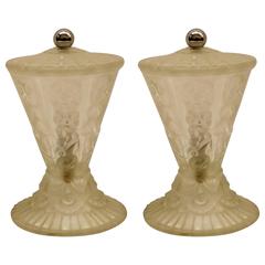 Pair of French Art Deco Table Lamps by Hanots 6