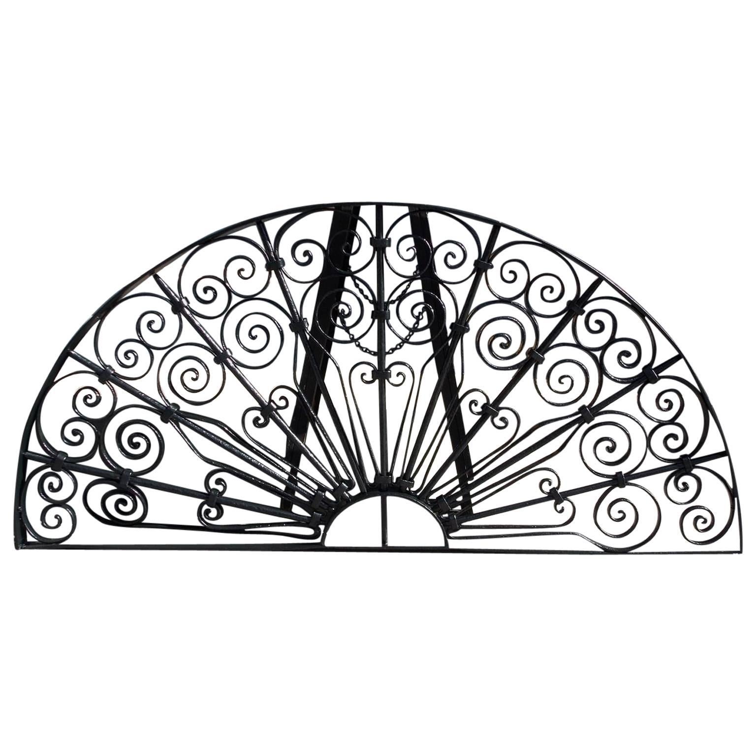 American Wrought Iron Decorative Window Transom or Gate, Circa 1820 