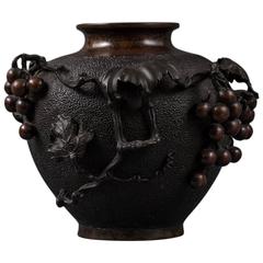 Japanese Bronze Grape Vine Vase