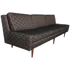 Early Modernist Jens Risom for Knoll Three Cushion Black & Beige 88" Sofa
