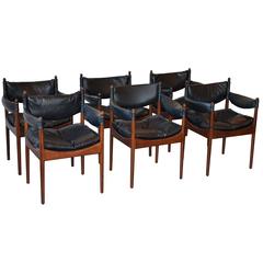 Vedel Black and Rosewood Dining Chairs, Set of Six