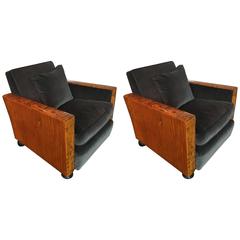 Pair of Art Deco Burlwood Club Chairs 3