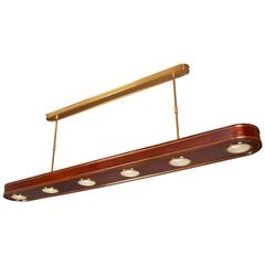 Important Oval Mahogany and Bronze 1950s Chandelier 3