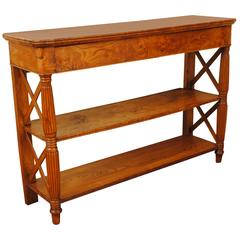 French Louis Philippe Elmwood One-Drawer Etagere Console, circa 1840-1850
