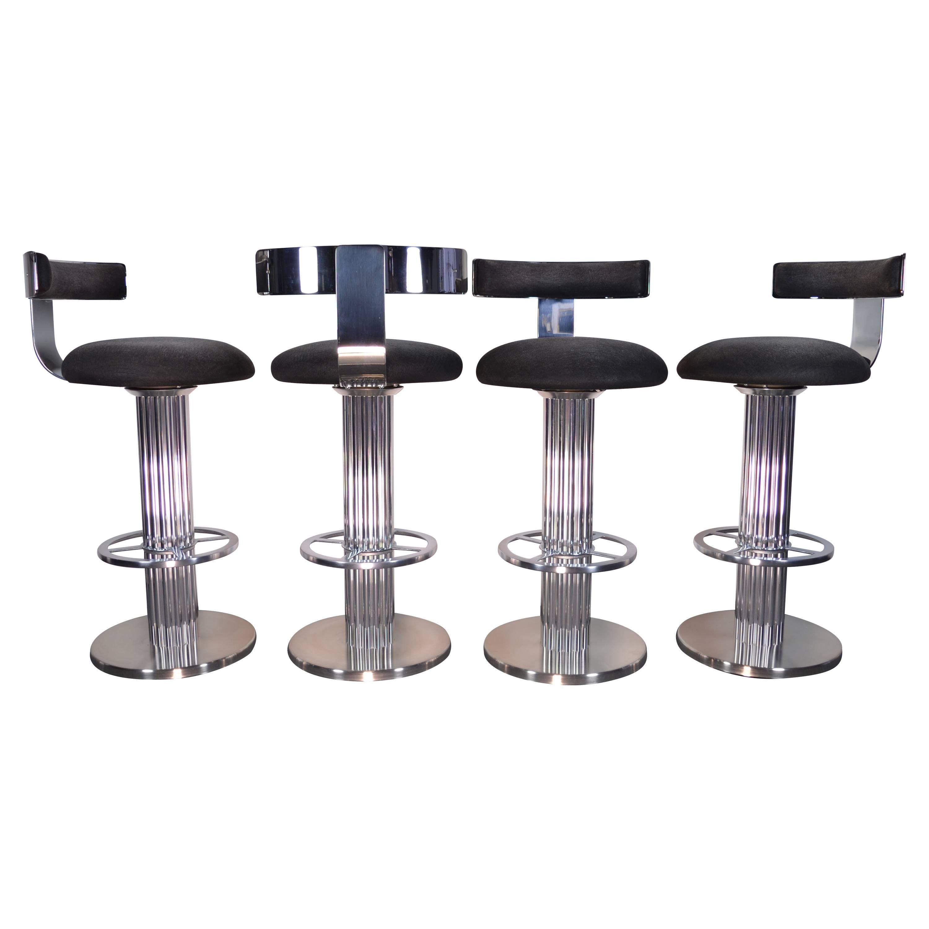 Set of Four Swivel Barstools by Designs for Leisure, circa 1980s