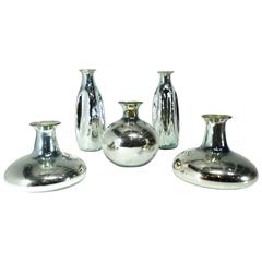Retro Set of Large Mercury Glass Mexican Vases