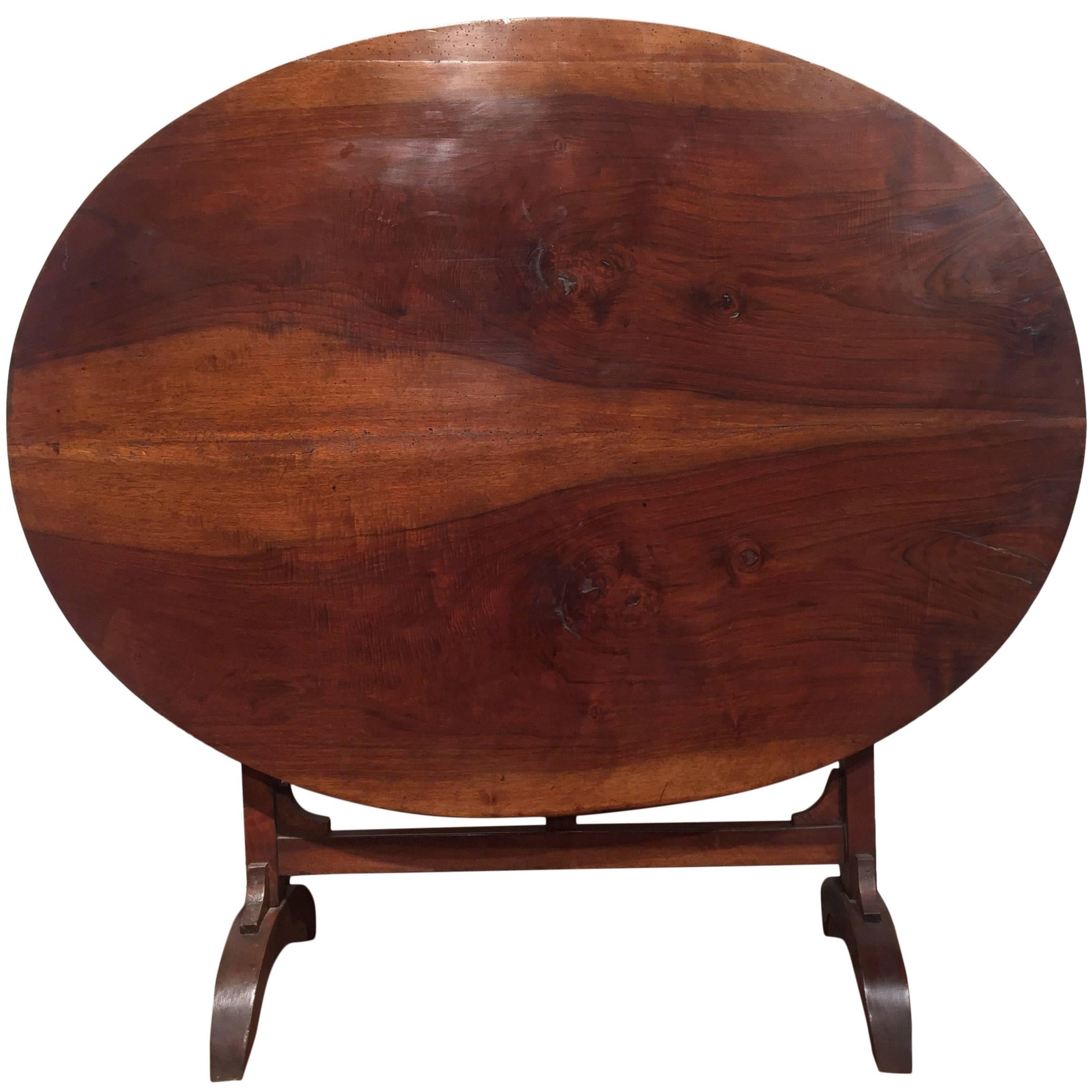 19th Century French Walnut Wine Tasting Table from Burgundy