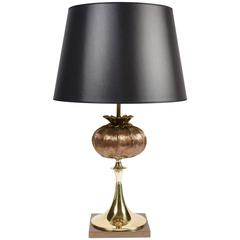 1970s Bronze Table Lamp "Poppy" Model by Chrystiane Charles