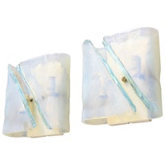 Pair of Opalescent Glass Sconces Wal lights by Mazzega