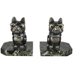 Vintage Pair of French Art Deco Bookends, Bulldogs, by H.Moreau, circa 1930s
