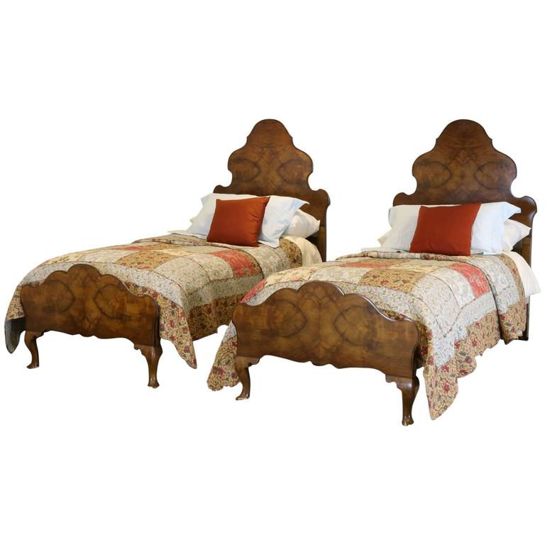 Matching Pair of Queen Anne Style Single Beds, WPS8 at 1stDibs | queen anne single  bed, queen anne beds, queen anne double bed
