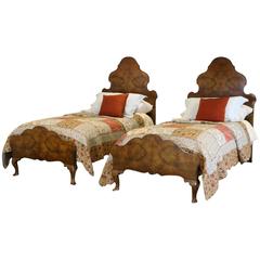 Vintage Matching Pair of Queen Anne Style Single Beds, WPS8