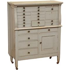 Antique 1910s  Arts + Crafts Multi-Drawer Wooden Dental Cabinet with Original Pulls