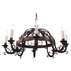 19th C French Wrought Iron Chandelier