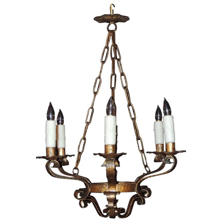 20th C Spanish Gilt and Tole Barcelona Chandelier at 1stdibs