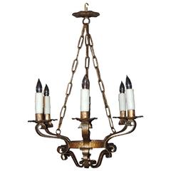 Mid 20th C Spanish Gilt Tole Chandelier 10
