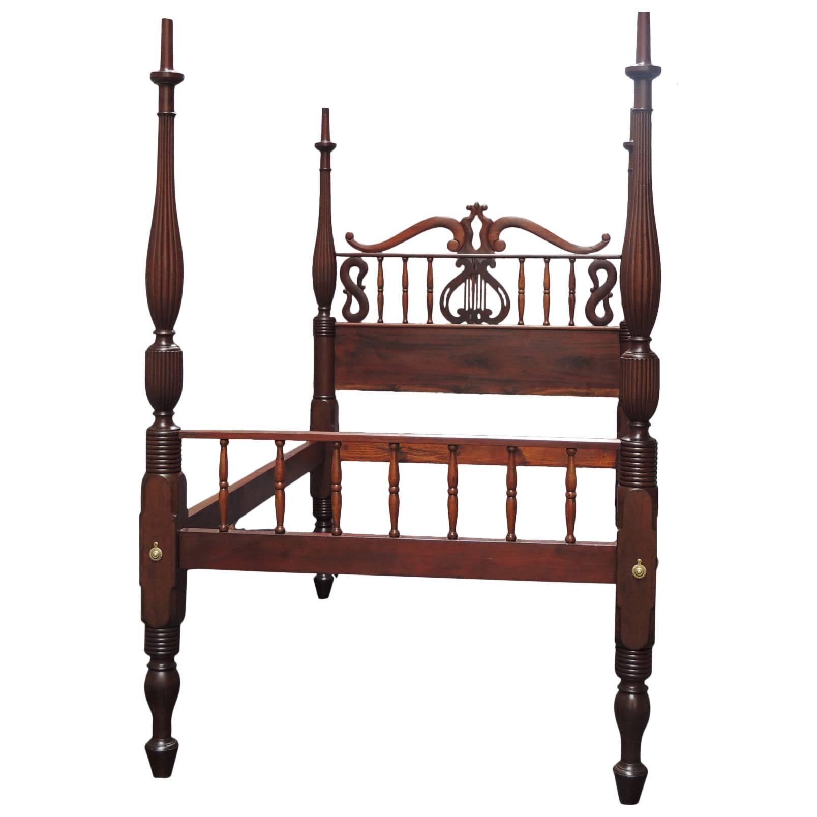  St. Thomas Regency Four Poster  Mahogany Queen Bed, 19th C.