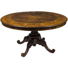 Vintage Victorian Walnut Marquetry Loo Table