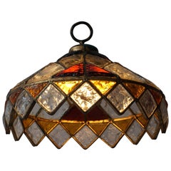 Rare Colored Stained Glass Ceiling Light