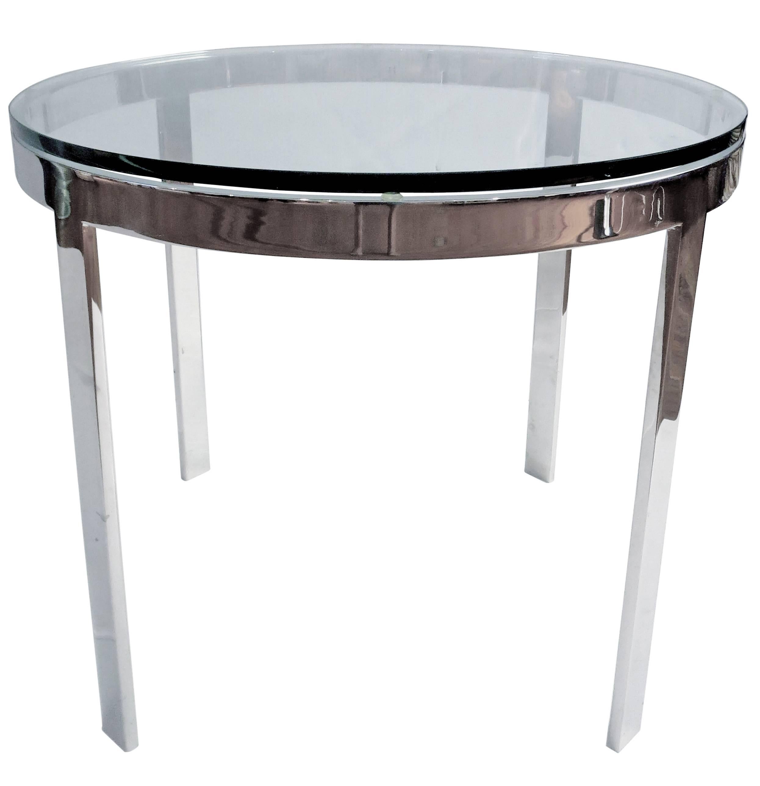 1970s Polished Solid Steel & Glass Cocktail Table by Nicos Zographos