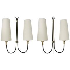 Large Pair of 1950s Sconces by Maison Arlus