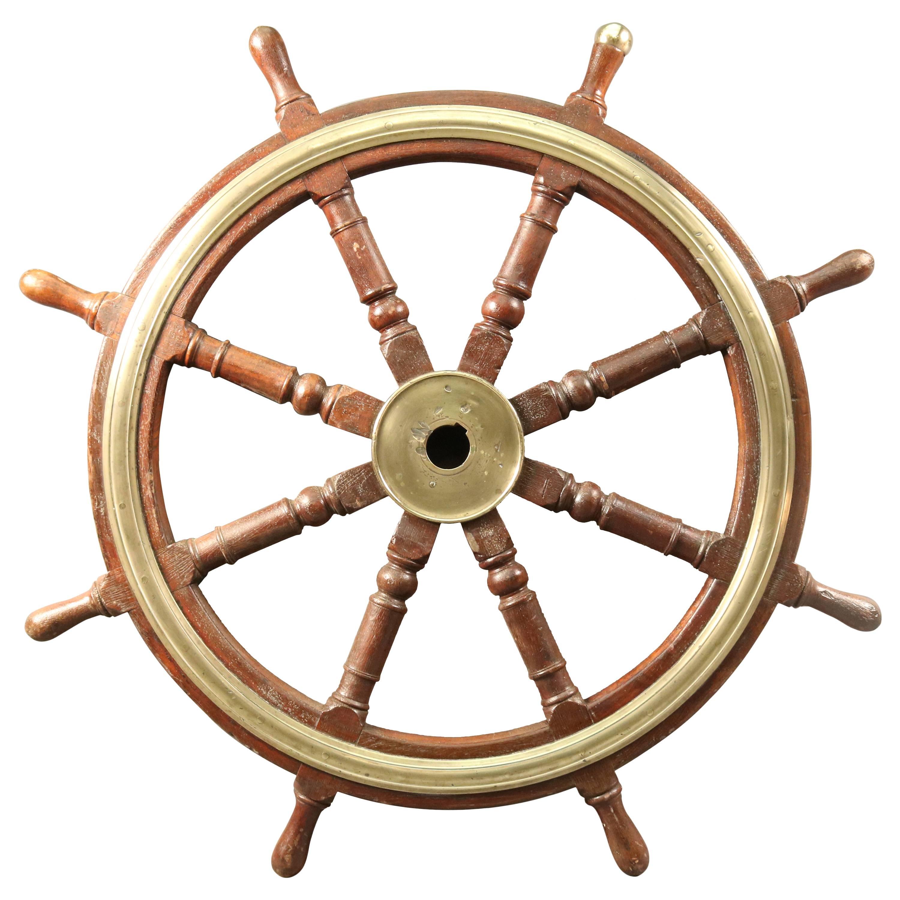 Auténtica rueda de barco de madera
