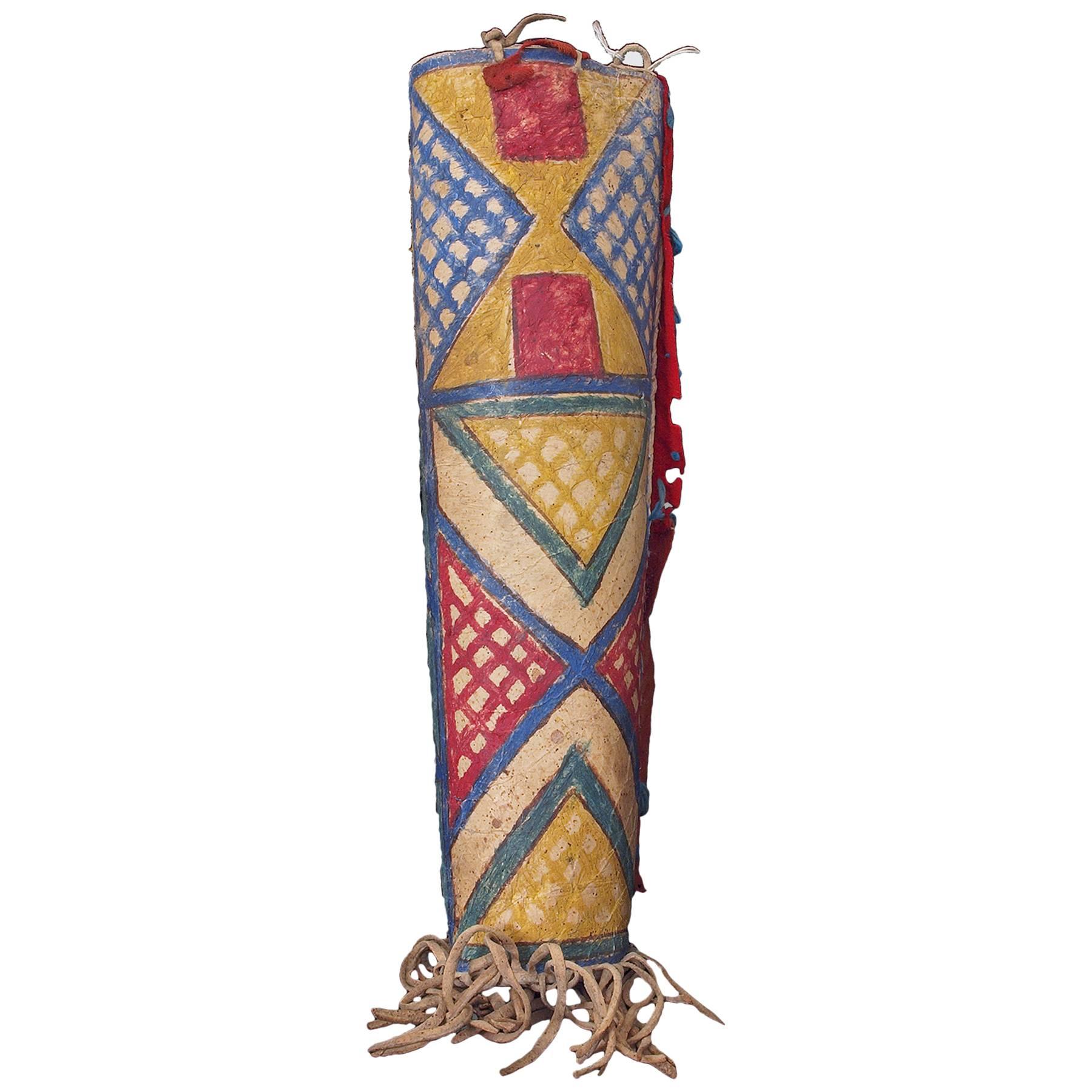 Antique Native American Parfleche Cylinder -  Sioux, 19th Century