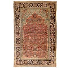 Antique Persian Mohtesham Kashan Small Size Rug with Lantern Design, circa 1890 3