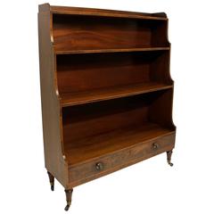 Antique Mahogany Waterfall Bookcase with Single Drawer, English